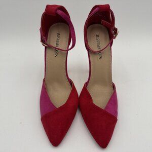 JustFabulous Shoes Womens Size 6 Red Pink Francesca Ankle Strap Stiletto Heels